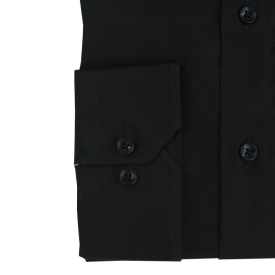 Μονόχρωμο ελαστικό πουκάμισο - Black