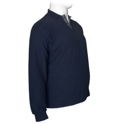 Βαμβακερή Polo wool feel με κέντημα στο στήθος by Leo collection - NAVY BLUE