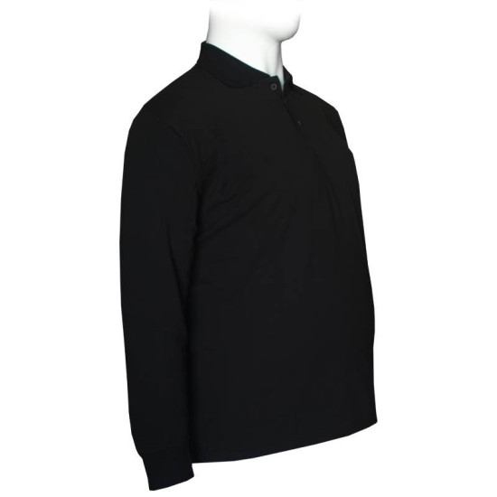 Polo πικέ μονόχρωμη με τσέπη - Black