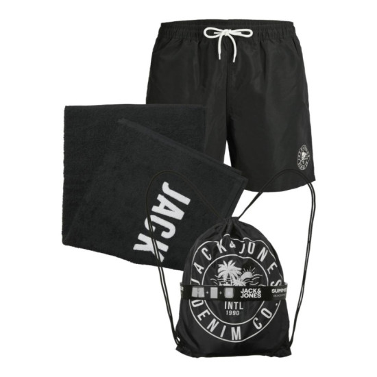 Σετ παραλίας της Jack&Jones(Μαγιό βερμούδα,Πετσέτα,Σάκος) - Black