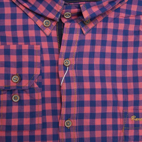 Πουκάμισο καρό βαμβακερό υπερμέγεθος - Magenta/Blue