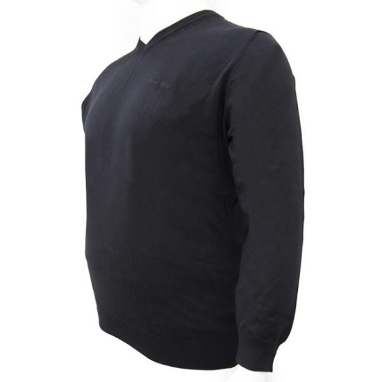 Μονοχρωμη  μπλουζα tricot με ve και κεντημα - Black