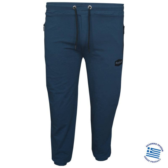 Καλοκαιρινό jersey παντελόνι φόρμας με Patch και λάστιχο στον αστράγαλο,της Leo Collection - Indigo blue