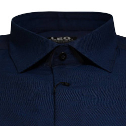 Πουκάμισο Oxford μακρυμάνικο με γιακά τύπου Rex, της Leo Collection - San Marino Blue