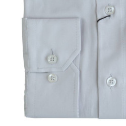 Πουκάμισο μονόχρωμο με rex γιακά και μακρύ μανίκι - Ice Grey