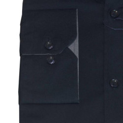 King size ελαστικό μονόχρωμο μακρυμάνικο πουκάμισο - Dark Blue