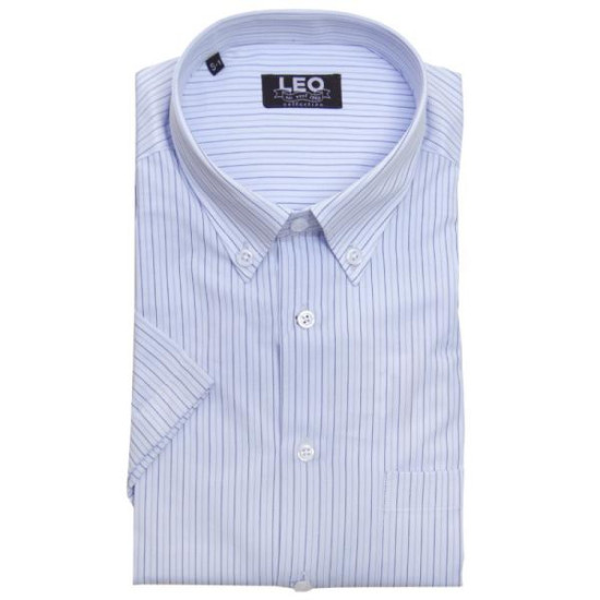 Πουκάμισο ριγέ γαλλικής ραφής με κοντό μανίκι - Σιελ/Ship Cove Blue/Μπλε Σκούρο