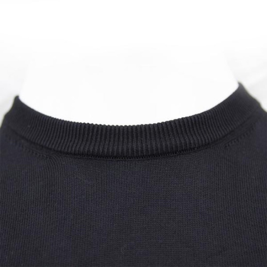 Μονοχρωμη  μπλουζα tricot με λαιμοκοψη και κεντημα - Black