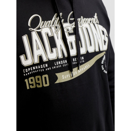 Hoodie φούτερ με μεταξοτυπία Logo Sweat Hood Jack & Jones +Fit - Black Hoodie φούτερ με μεταξοτυπία Logo Sweat Hood Jack & Jones +Fit - Black