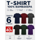 6Pack T-shirt Προσφορά 3+3 - Black,Charcoal,Forest Green,Dark Blue,Maroon,Purple