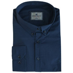 King size ελαστικό μακρυμάνικο πουκάμισο μονόχρωμο - Pattern Blue