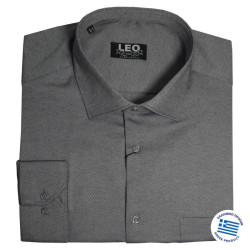Πουκάμισο Oxford μακρυμάνικο με γιακά τύπου Rex, της Leo Collection - Faded Grey
