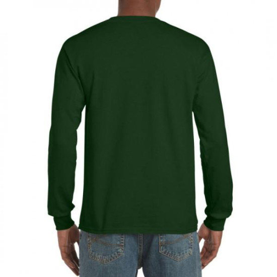 Μακρυμάνικο μακό μπλουζάκι Ultra Cotton,με ελαστικό ριπ στο μανίκι - Forest Green
