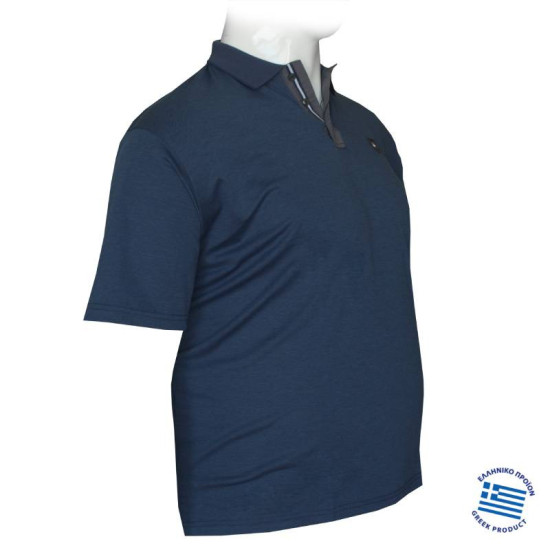 Polo Κοντομάνικο με Patch και δίχρωμη πατιλέτα,της Leo Collection - Kasmir Blue