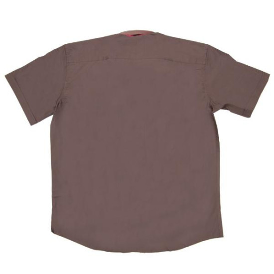 Πουκάμισο μονόχρωμο με κοντό μανίκι και κέντημα - Americano Brown