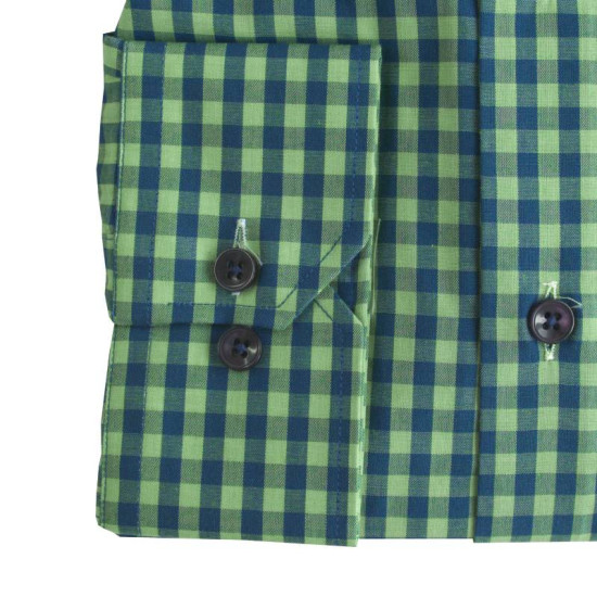 Πουκάμισο καρό γαλλικής ραφής  by Leo Collection - Faded Green/Blue