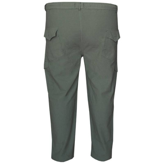 Καλοκαιρινή βαμβακερή παντελόνα μεσαίου καβάλου τυπου cargo με λάστιχο by L.T.G - Khaki