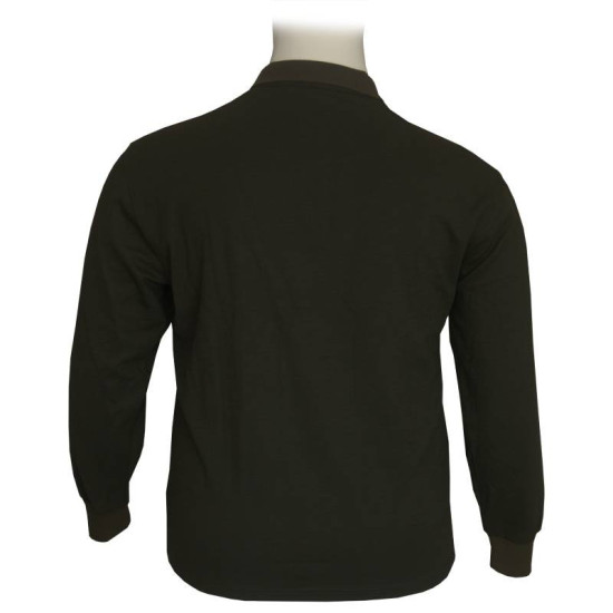 Μπλούζα Polo βαρύπλακη με κουμπί και τσέπη στο στήθος - Dark Olive Green