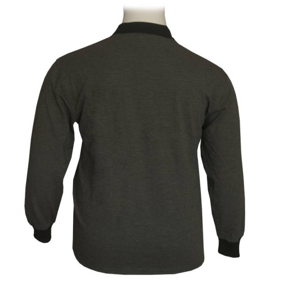 Μπλούζα Polo βαρύπλακη με κουμπί και τσέπη στο στήθος - Anthracite