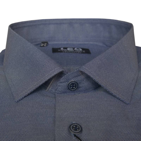 Πουκάμισο Oxford μακρυμάνικο με γιακά τύπου Rex, της Leo Collection - NAVY BLUE