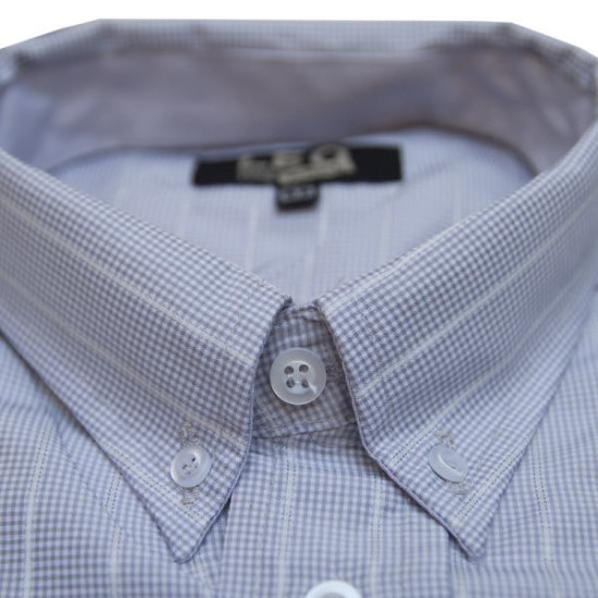 Πουκάμισο με μακρύ μανίκι ριγέ/πτι-καρό - ΓΚΡΙ