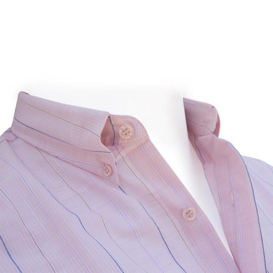 Πουκάμισο ριγέ μακρυμάνικο με τσέπη - .ΡΟΖ