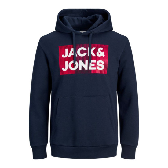 Hoodie φούτερ με μεταξοτυπία Jack & Jones +Fit - Navy Blazer Hoodie φούτερ με μεταξοτυπία Jack & Jones +Fit - Navy Blazer