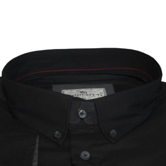 King size ελαστικό μονόχρωμο μακρυμάνικο πουκάμισο - Black