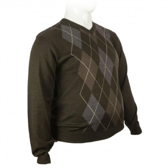 Πλεκτη μπλουζα βε με σχεδιο ρομβους - Χακι/Λαδι/Γκρι