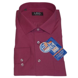 Πουκάμισο Fil-a-Fil μονόχρωμο γαλλικής ραφής & ελληνικής κατασκευής της Leo Collection - Cranberry