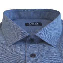 Πουκάμισο Oxford μακρυμάνικο με γιακά τύπου Rex, της Leo Collection - Navy Blazer