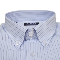 Πουκάμισο ριγέ γαλλικής ραφής με κοντό μανίκι - Σιελ/Ship Cove Blue/Μπλε Σκούρο