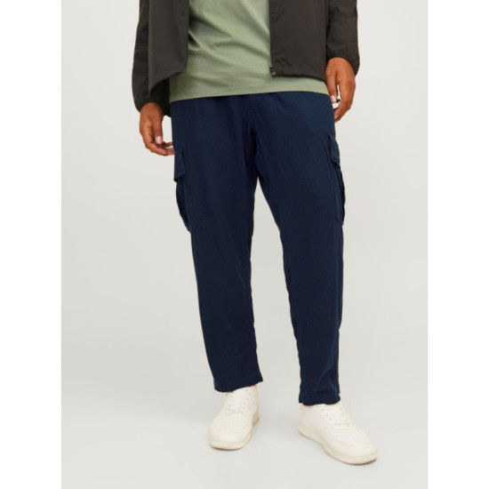 Ελαστική λινή cargo παντελόνα 