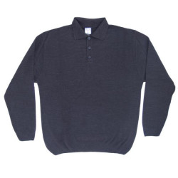 Polo πλεκτή μονόχρωμη - Ανθρακί Melange