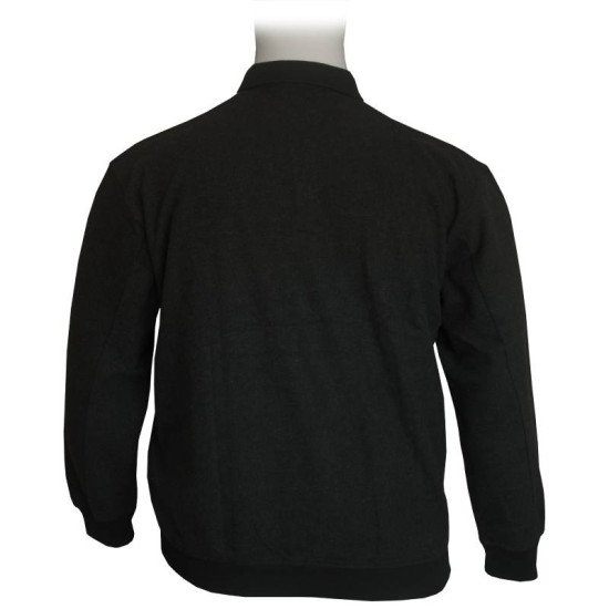 Βαμβακερή μπλούζα Polo wool feel με κέντημα στο στήθος - Anthracite