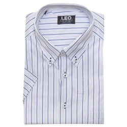 Πουκάμισο ριγέ γαλλικής ραφής με κοντό μανίκι - Alabaster White/Μπλε Σκούρο/Λιλά παλ