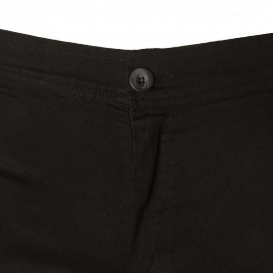 Ελαστικό chino καπαρτινέ  παντελόνι,ψηλοκάβαλο με λάστιχο στο πλάι - Black