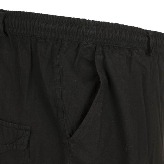Βαμβακερή βερμούδα τύπου cargo με λάστιχο στη μέση - Black