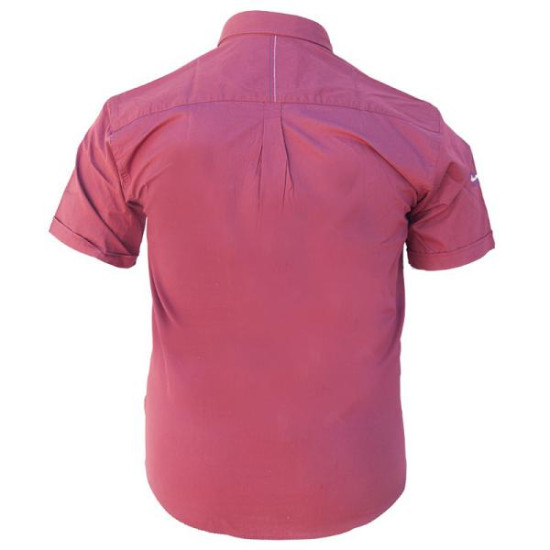 Πουκάμισο κοντομάνικο βαμβακερό με κέντημα και εξώγαζες λεπτομέρειες - Brick Red