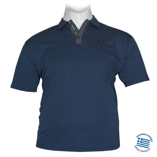 Polo Κοντομάνικο με Patch και δίχρωμη πατιλέτα,της Leo Collection - Kasmir Blue