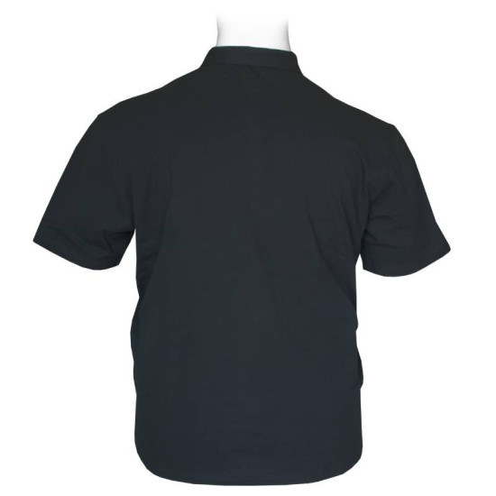 Polo πικέ ελαστικό μονόχρωμο με μεταλλικό patch και κουμπί στο γιακά - Dark Blue Polo πικέ ελαστικό μονόχρωμο με μεταλλικό patch και κουμπί στο γιακά - Dark Blue