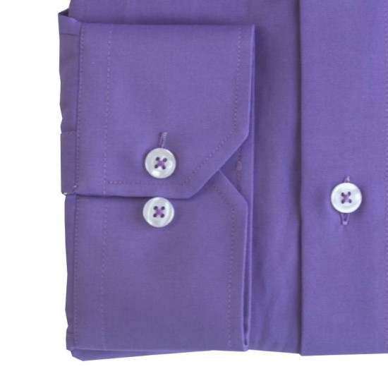 Πουκάμισο μονόχρωμο με rex γιακά και μακρύ μανίκι - East Side Violet