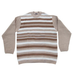 πλεκτή λαιμόκοψη με φαρδιά ρίγα - Μπεζ/Καμηλό/Καφέ