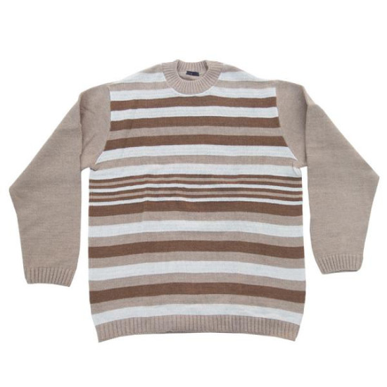 πλεκτή λαιμόκοψη με φαρδιά ρίγα - Μπεζ/Καμηλό/Καφέ