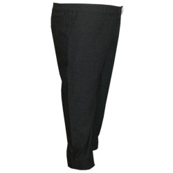 Λινή παντελόνα με λάστιχο στο πλάι - Ανθρακί Melange