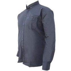 Πουκαμισο μονοχρωμο υπερμεγεθος απο βαμβακερη φανελα και τσεπη - Anthracite