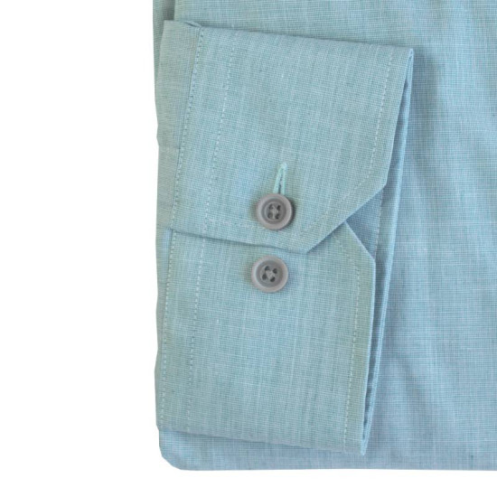 Πουκάμισο Fil-a-Fil μονόχρωμο γαλλικής ραφής & ελληνικής κατασκευής της Leo Collection - Cyan Blue