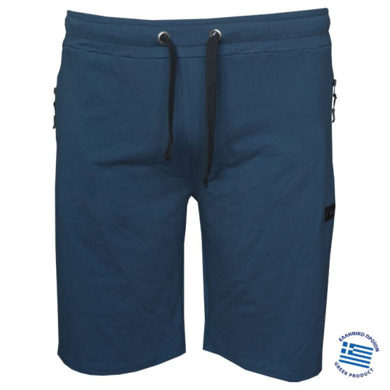 Βερμούδα jersey pennie με patch και φερμουάρ στις τσέπες,της Leo Collection - Indigo blue