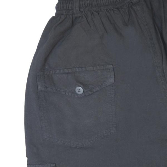 Βαμβακερή βερμούδα τύπου cargo με λάστιχο στη μέση - ΜΑΥΡΟ