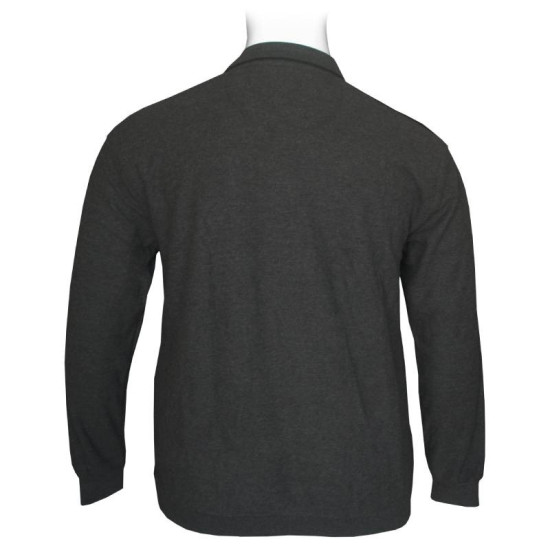 Βαμβακερή μπλούζα Polo wool feel της Leo Collection,με suede λεπτομέρειες - Anthracite